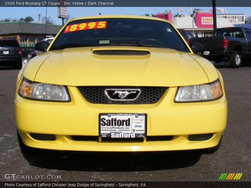 Zinc Yellow / Dark Charcoal 2000 Ford Mustang GT Coupe