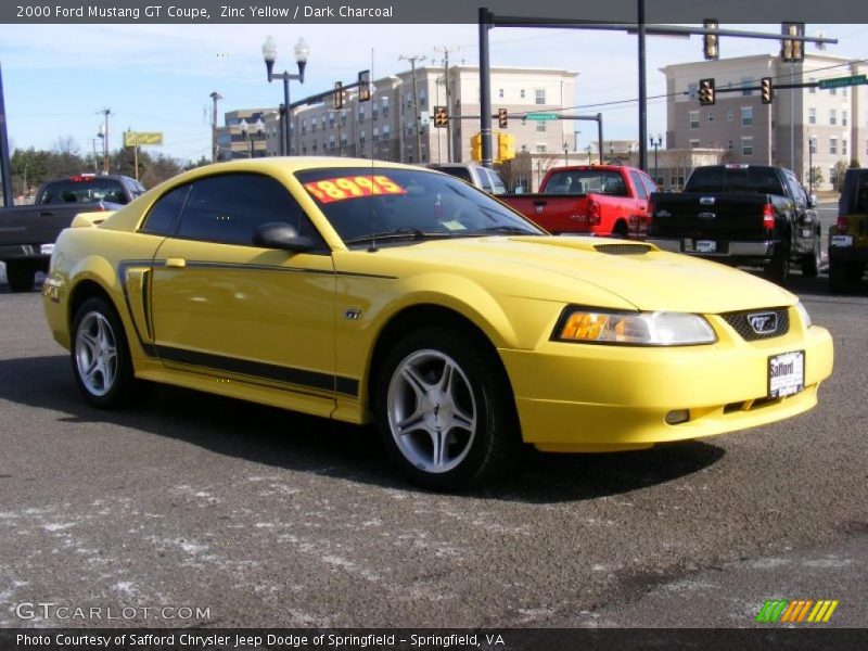 Zinc Yellow / Dark Charcoal 2000 Ford Mustang GT Coupe