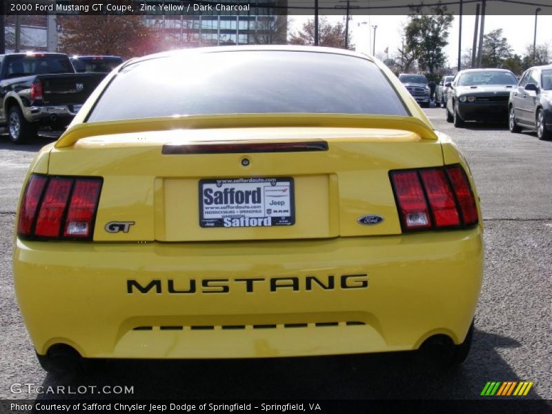 Zinc Yellow / Dark Charcoal 2000 Ford Mustang GT Coupe