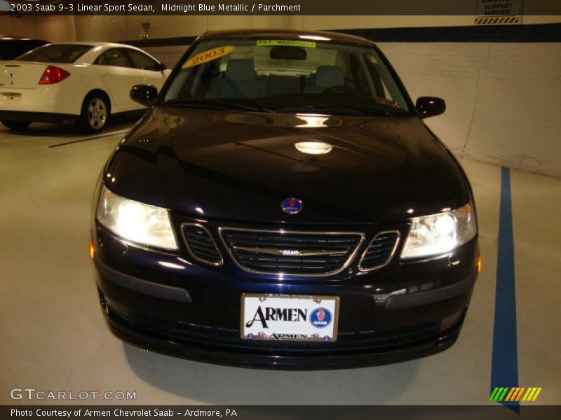 Midnight Blue Metallic / Parchment 2003 Saab 9-3 Linear Sport Sedan