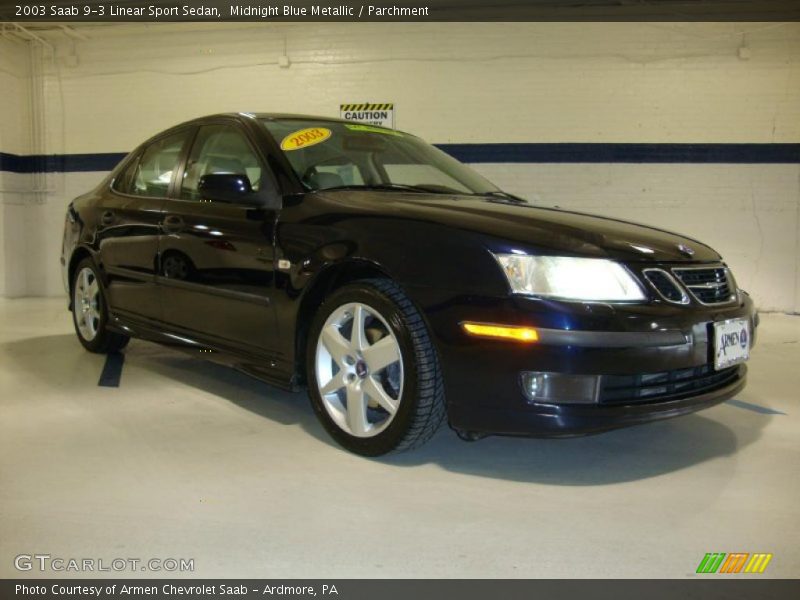 Midnight Blue Metallic / Parchment 2003 Saab 9-3 Linear Sport Sedan
