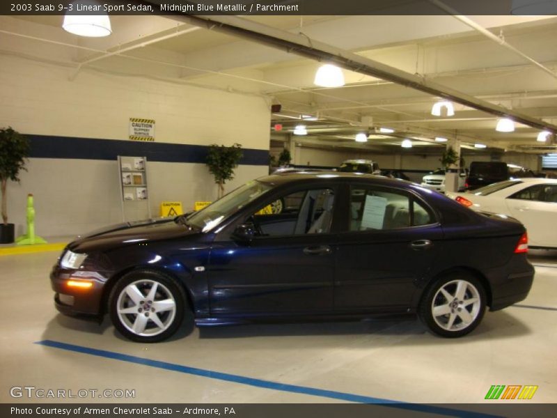 Midnight Blue Metallic / Parchment 2003 Saab 9-3 Linear Sport Sedan
