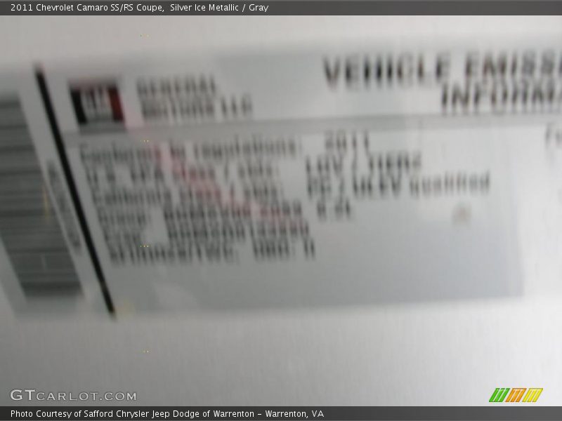 Silver Ice Metallic / Gray 2011 Chevrolet Camaro SS/RS Coupe