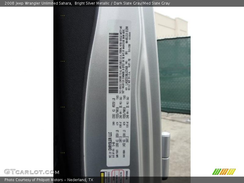 Bright Silver Metallic / Dark Slate Gray/Med Slate Gray 2008 Jeep Wrangler Unlimited Sahara