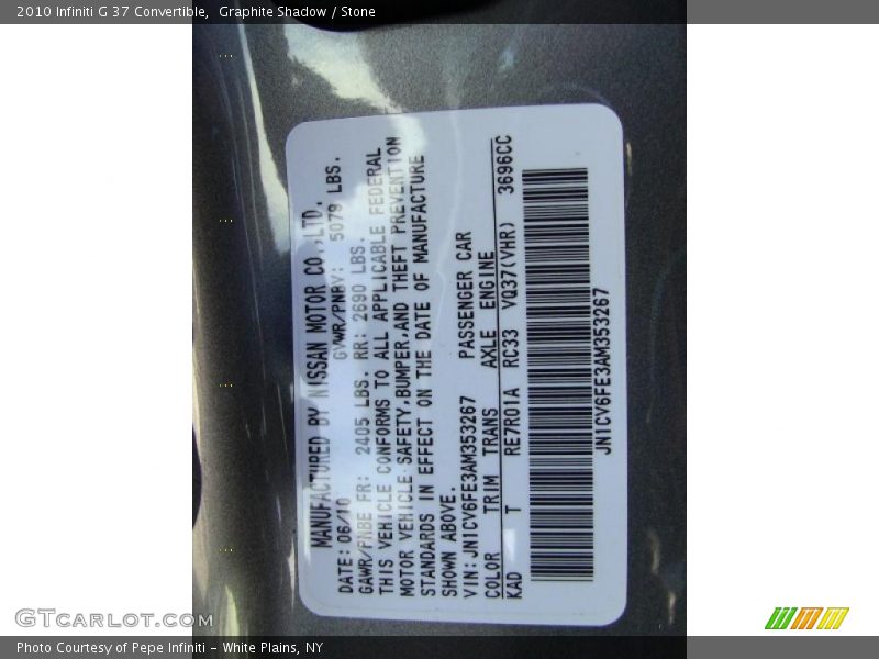 Graphite Shadow / Stone 2010 Infiniti G 37 Convertible