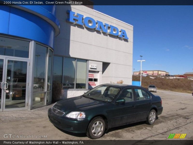 Clover Green Pearl / Beige 2000 Honda Civic EX Sedan