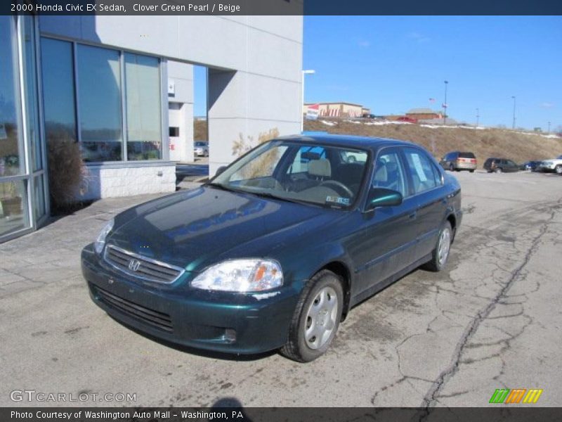 Clover Green Pearl / Beige 2000 Honda Civic EX Sedan