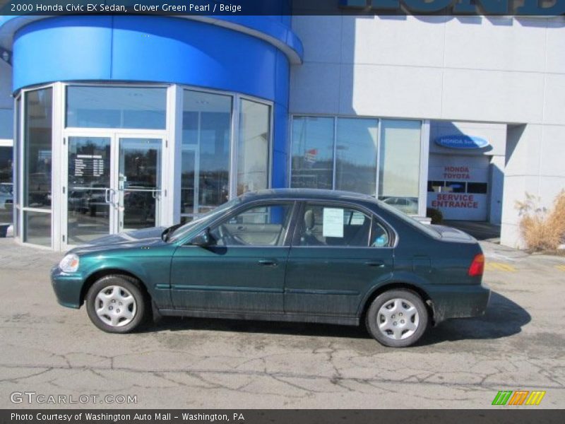 Clover Green Pearl / Beige 2000 Honda Civic EX Sedan