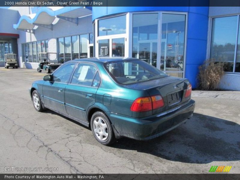Clover Green Pearl / Beige 2000 Honda Civic EX Sedan