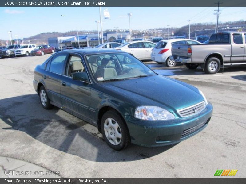Clover Green Pearl / Beige 2000 Honda Civic EX Sedan