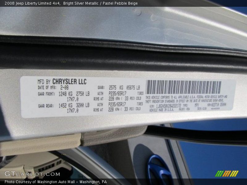 Bright Silver Metallic / Pastel Pebble Beige 2008 Jeep Liberty Limited 4x4