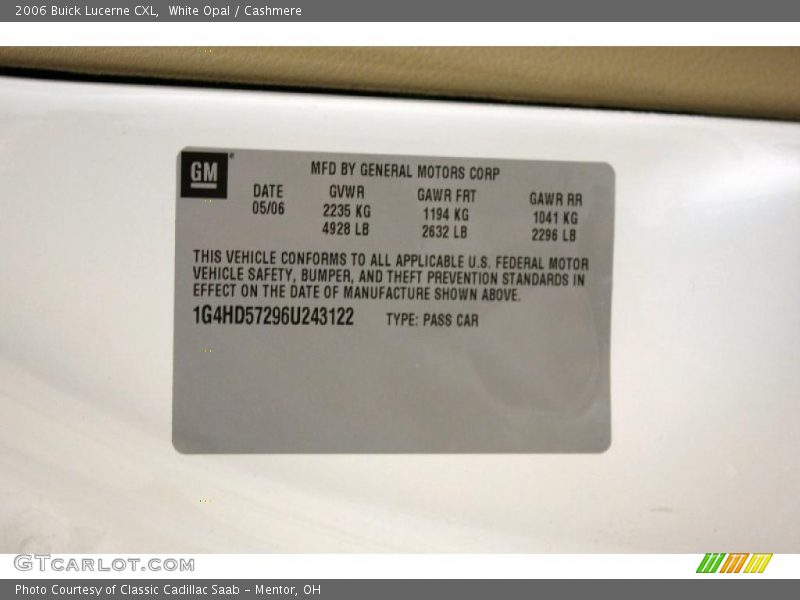 White Opal / Cashmere 2006 Buick Lucerne CXL