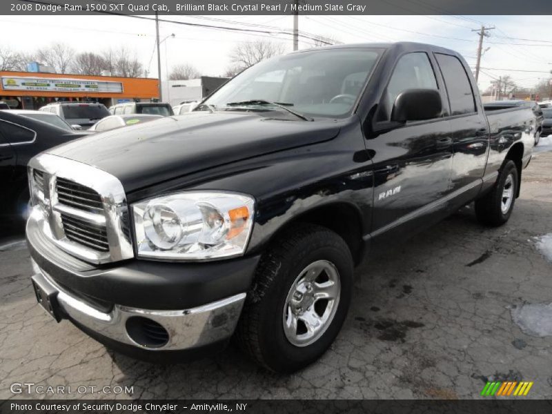 Brilliant Black Crystal Pearl / Medium Slate Gray 2008 Dodge Ram 1500 SXT Quad Cab