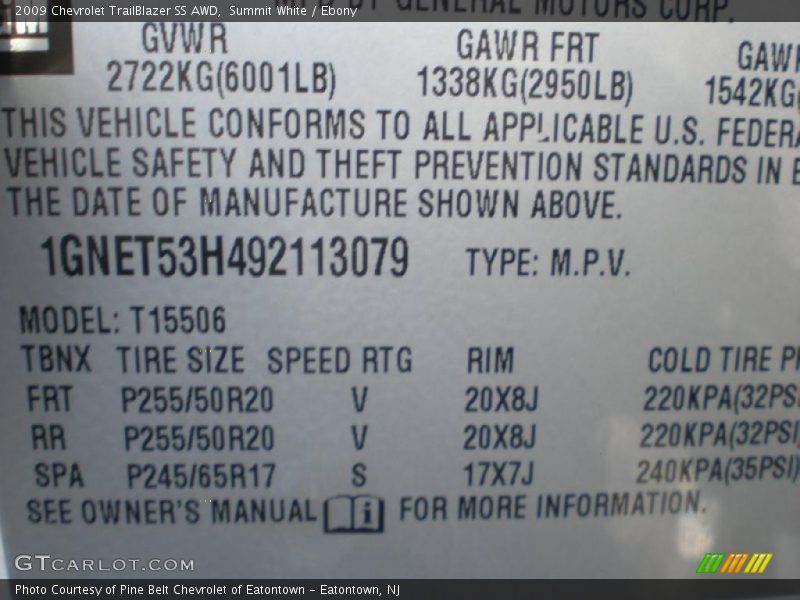 Summit White / Ebony 2009 Chevrolet TrailBlazer SS AWD
