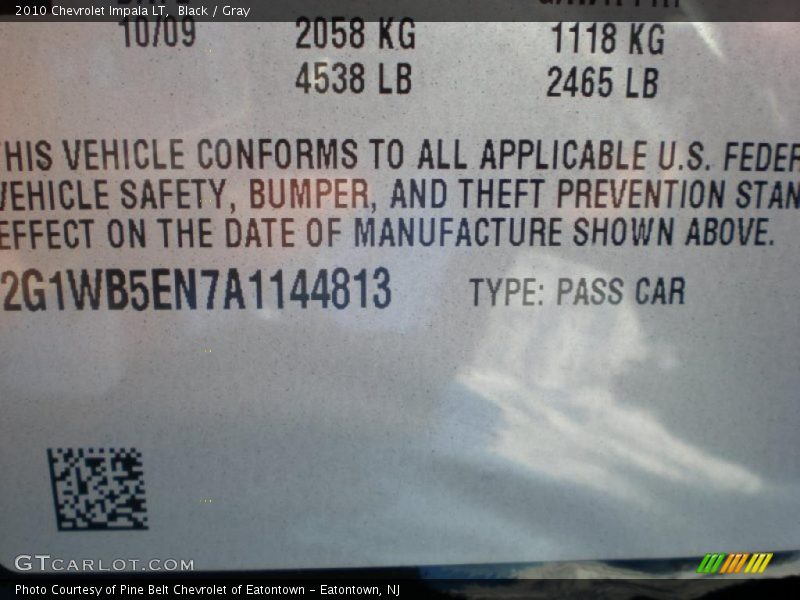 Black / Gray 2010 Chevrolet Impala LT