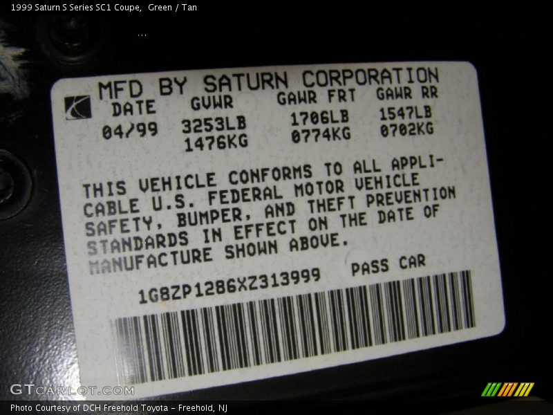 Green / Tan 1999 Saturn S Series SC1 Coupe