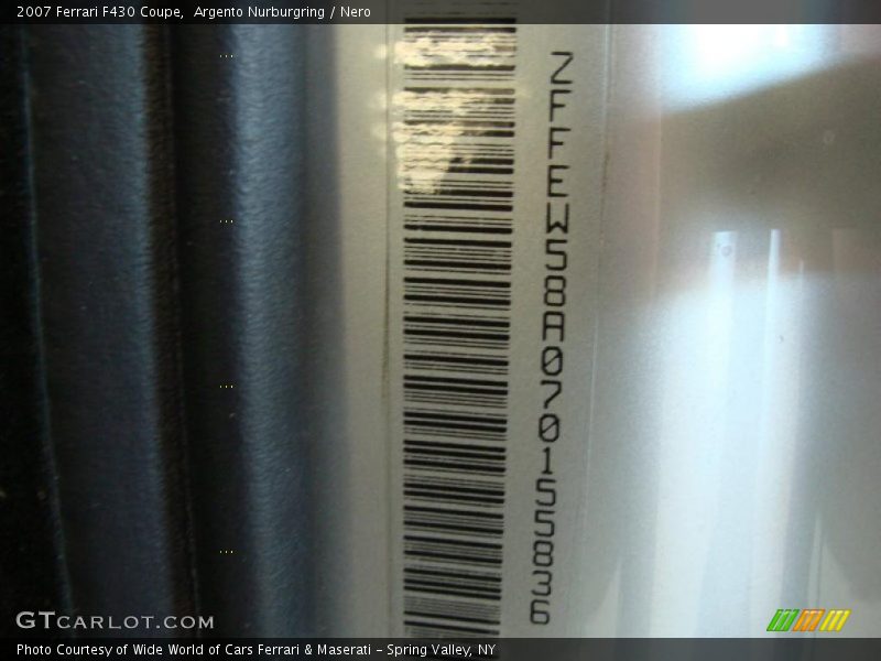 Info Tag of 2007 F430 Coupe