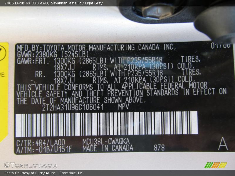 Savannah Metallic / Light Gray 2006 Lexus RX 330 AWD