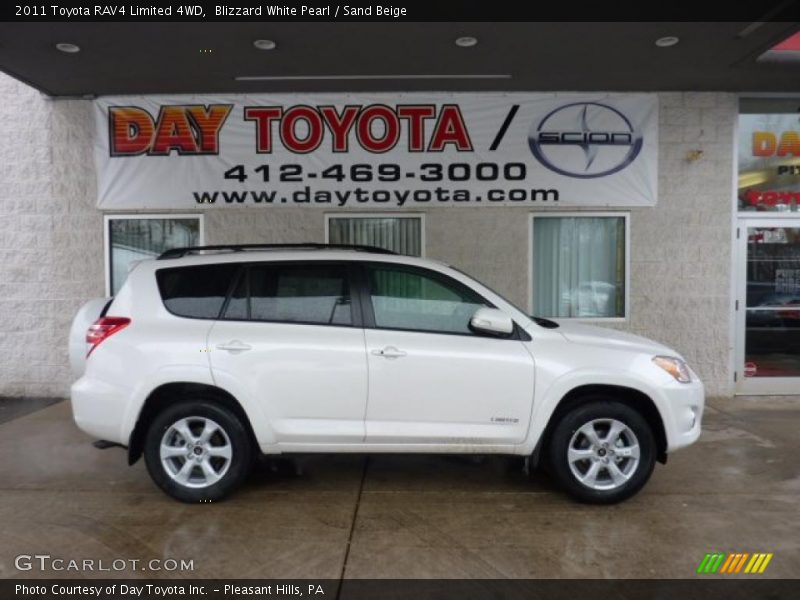 Blizzard White Pearl / Sand Beige 2011 Toyota RAV4 Limited 4WD