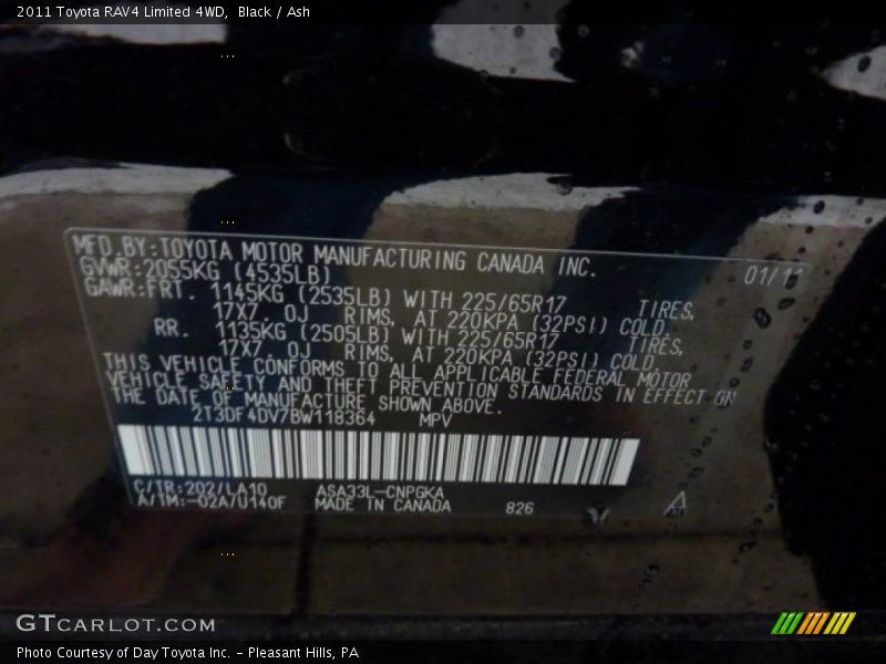 Black / Ash 2011 Toyota RAV4 Limited 4WD