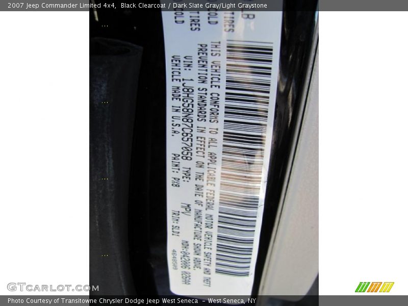 Black Clearcoat / Dark Slate Gray/Light Graystone 2007 Jeep Commander Limited 4x4