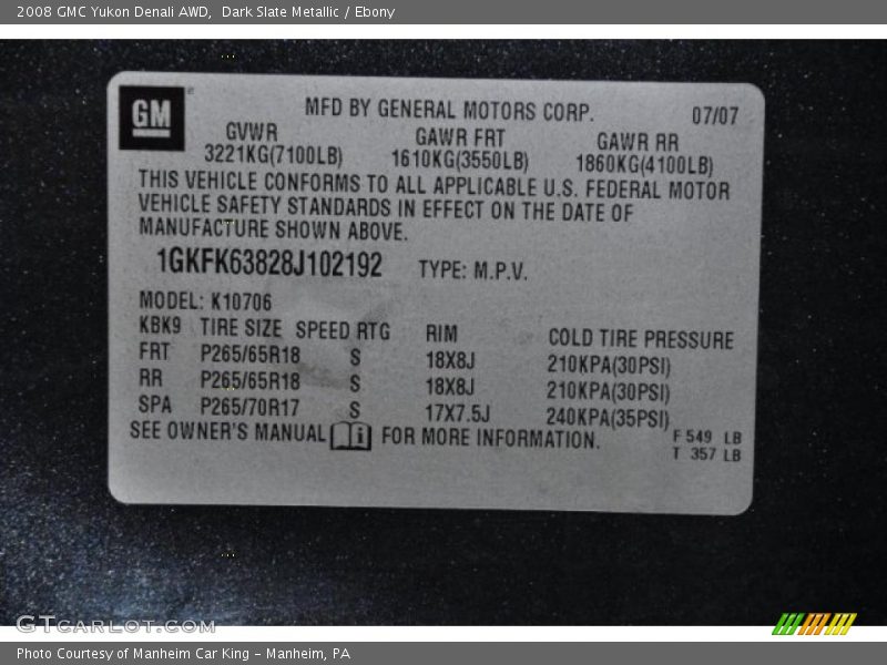 Dark Slate Metallic / Ebony 2008 GMC Yukon Denali AWD