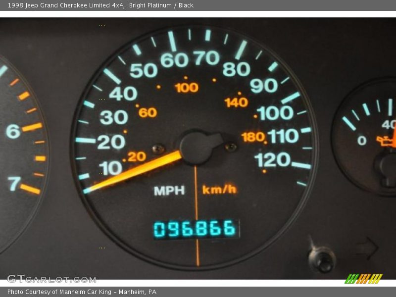 Bright Platinum / Black 1998 Jeep Grand Cherokee Limited 4x4