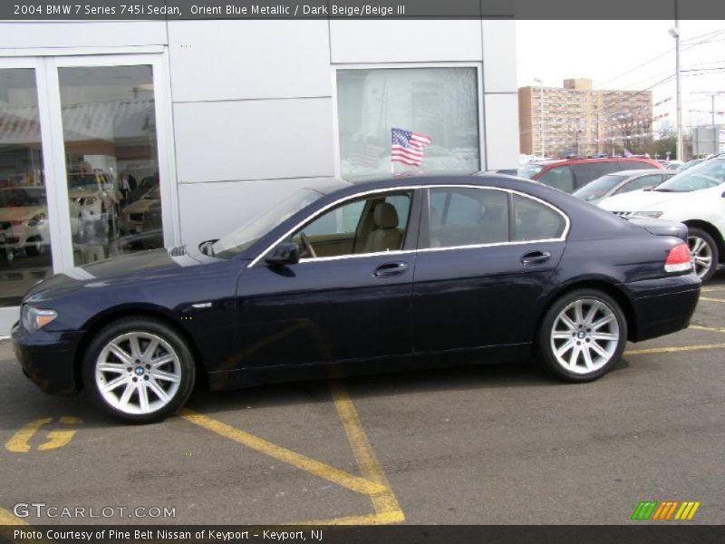 Orient Blue Metallic / Dark Beige/Beige III 2004 BMW 7 Series 745i Sedan
