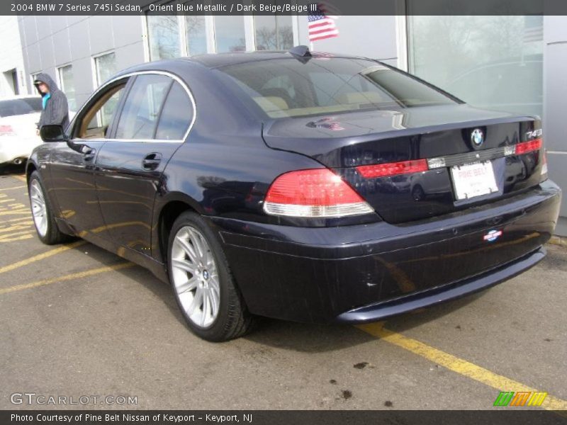 Orient Blue Metallic / Dark Beige/Beige III 2004 BMW 7 Series 745i Sedan