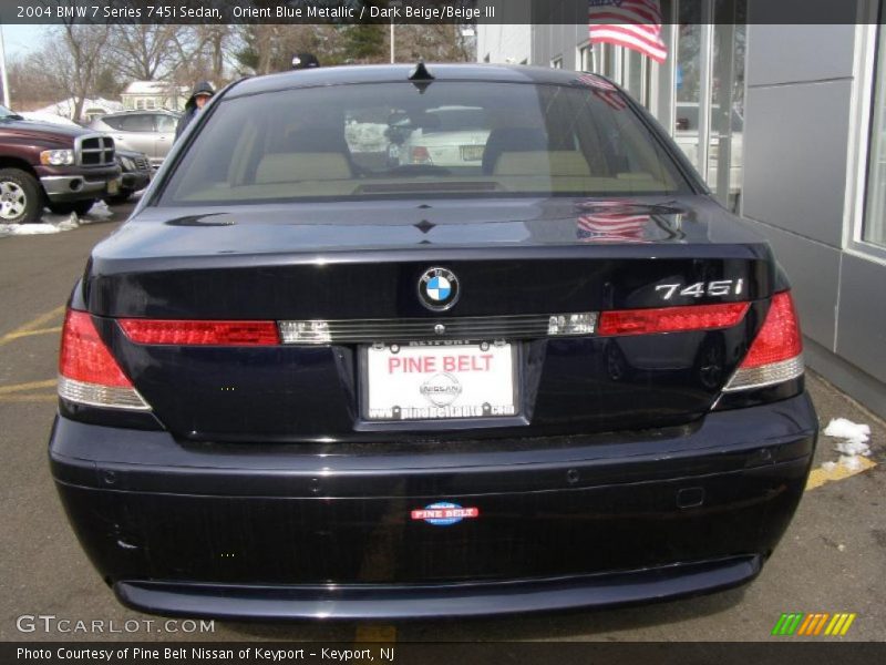 Orient Blue Metallic / Dark Beige/Beige III 2004 BMW 7 Series 745i Sedan