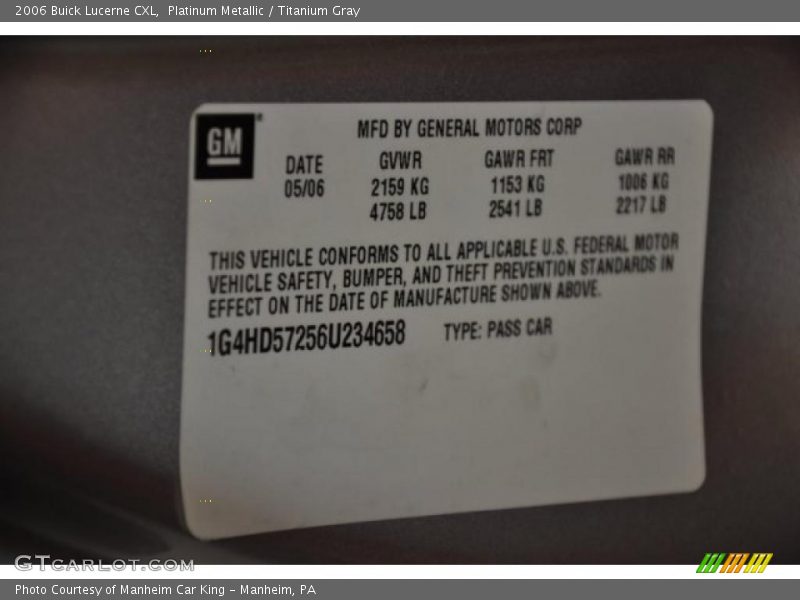 Platinum Metallic / Titanium Gray 2006 Buick Lucerne CXL