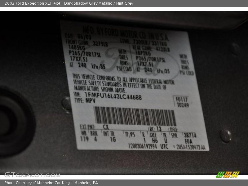 Dark Shadow Grey Metallic / Flint Grey 2003 Ford Expedition XLT 4x4