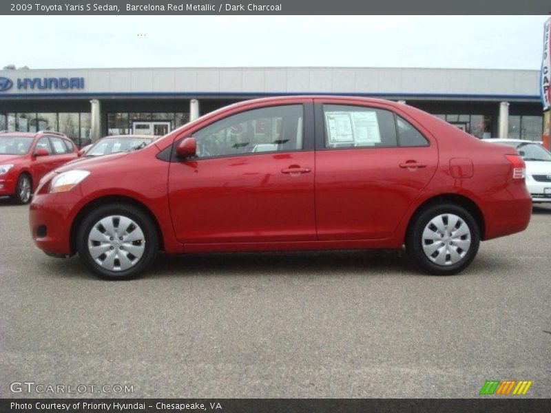 Barcelona Red Metallic / Dark Charcoal 2009 Toyota Yaris S Sedan