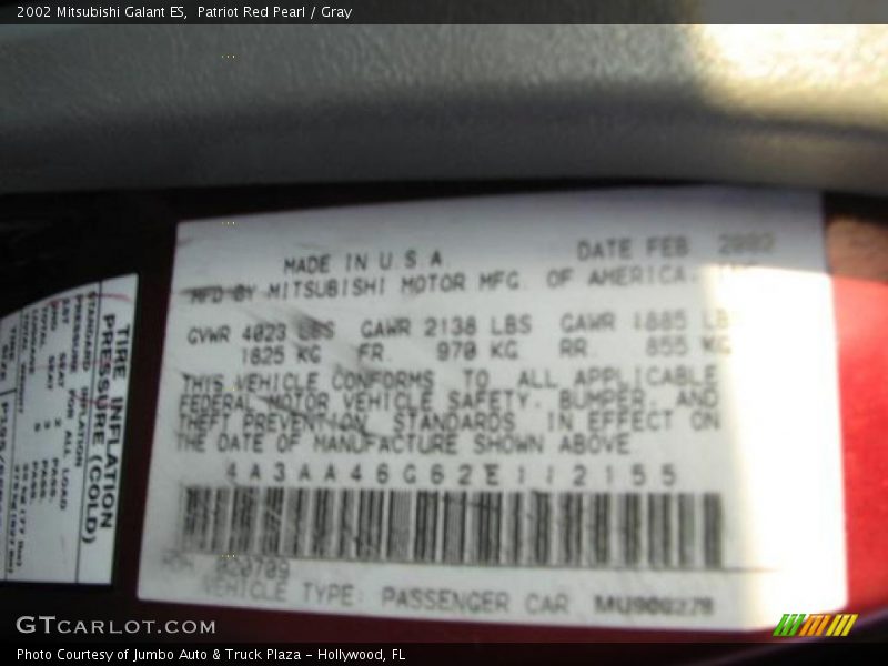 Patriot Red Pearl / Gray 2002 Mitsubishi Galant ES