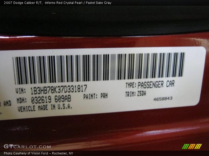 Inferno Red Crystal Pearl / Pastel Slate Gray 2007 Dodge Caliber R/T