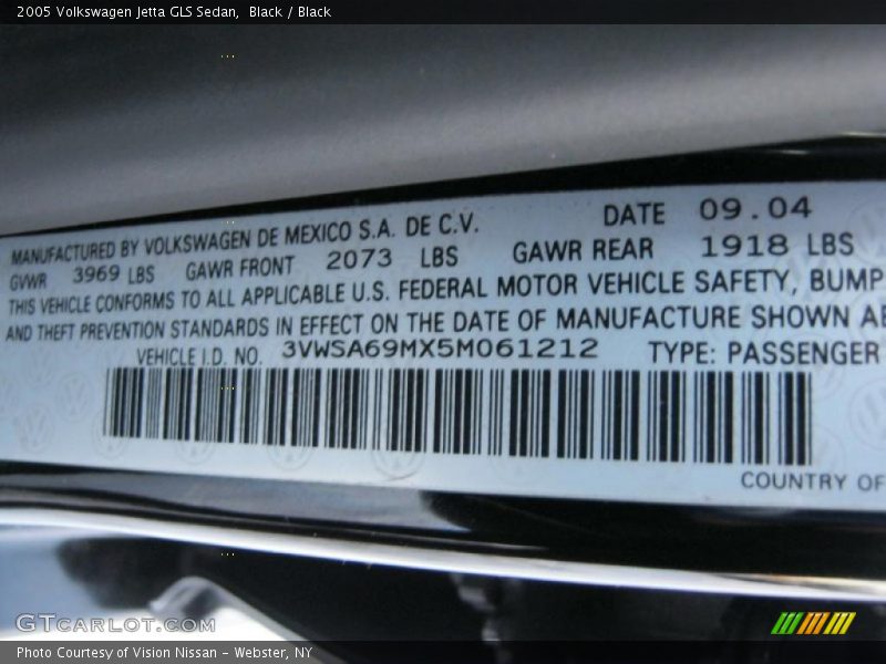 Black / Black 2005 Volkswagen Jetta GLS Sedan