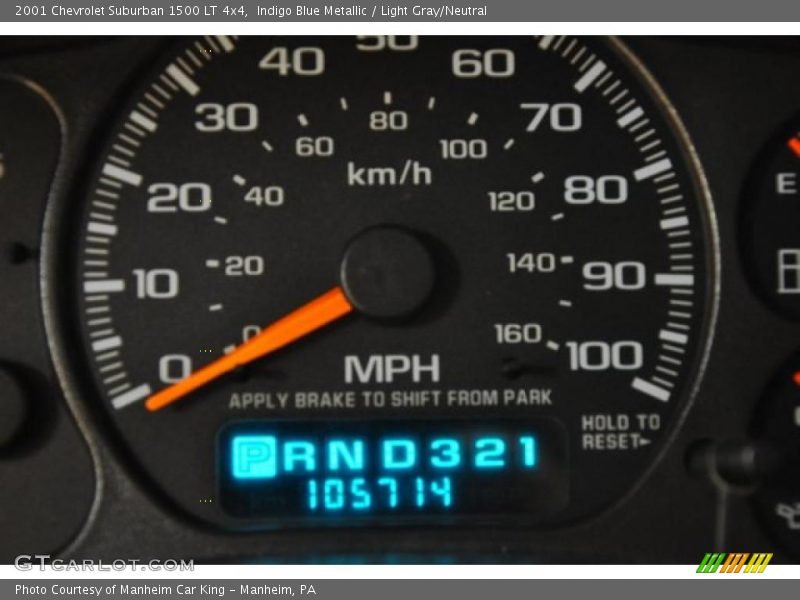 Indigo Blue Metallic / Light Gray/Neutral 2001 Chevrolet Suburban 1500 LT 4x4