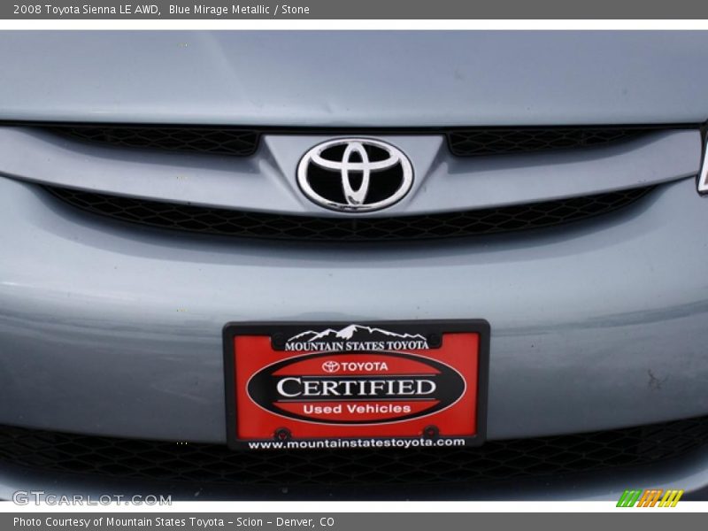 Blue Mirage Metallic / Stone 2008 Toyota Sienna LE AWD