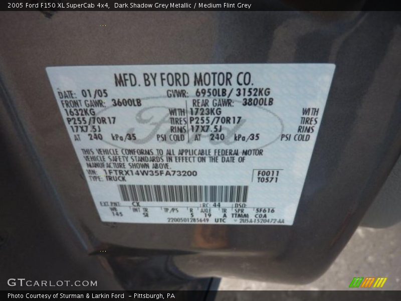 Dark Shadow Grey Metallic / Medium Flint Grey 2005 Ford F150 XL SuperCab 4x4