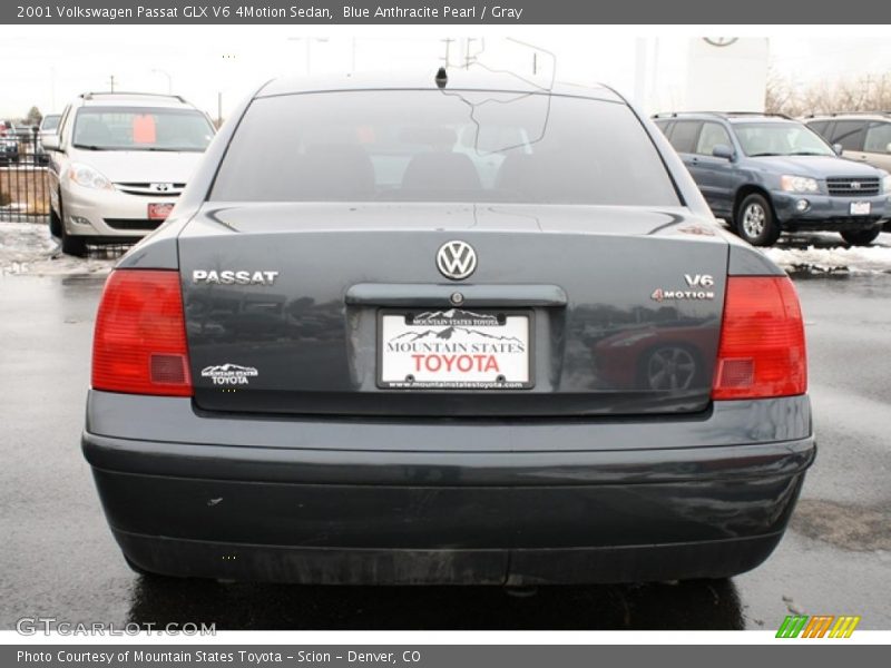 Blue Anthracite Pearl / Gray 2001 Volkswagen Passat GLX V6 4Motion Sedan
