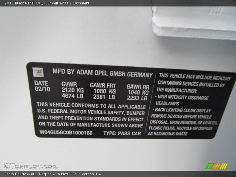 Summit White / Cashmere 2011 Buick Regal CXL