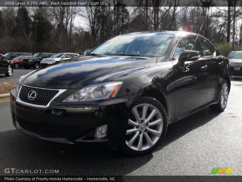 Black Sapphire Pearl / Light Gray 2009 Lexus IS 250 AWD