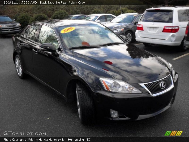 Black Sapphire Pearl / Light Gray 2009 Lexus IS 250 AWD