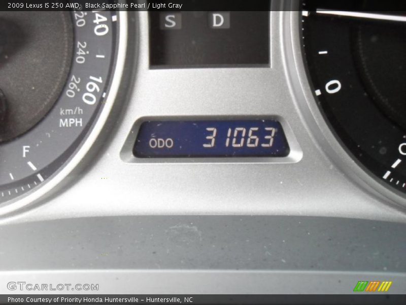 Black Sapphire Pearl / Light Gray 2009 Lexus IS 250 AWD