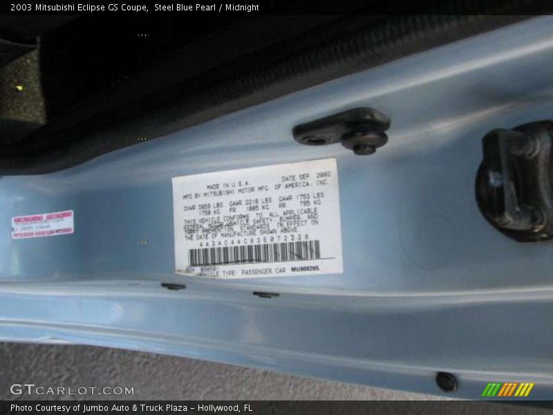 Steel Blue Pearl / Midnight 2003 Mitsubishi Eclipse GS Coupe
