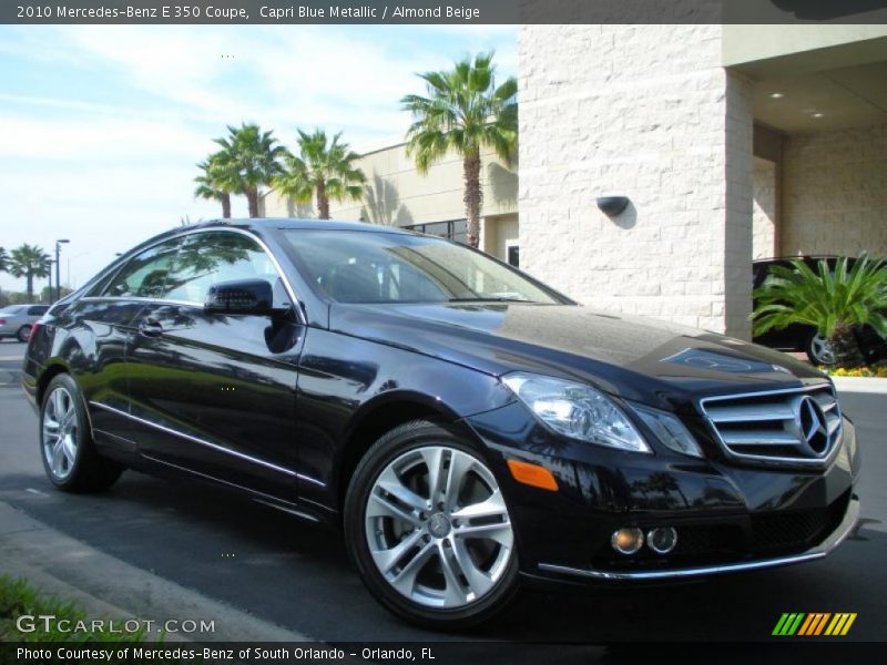Capri Blue Metallic / Almond Beige 2010 Mercedes-Benz E 350 Coupe
