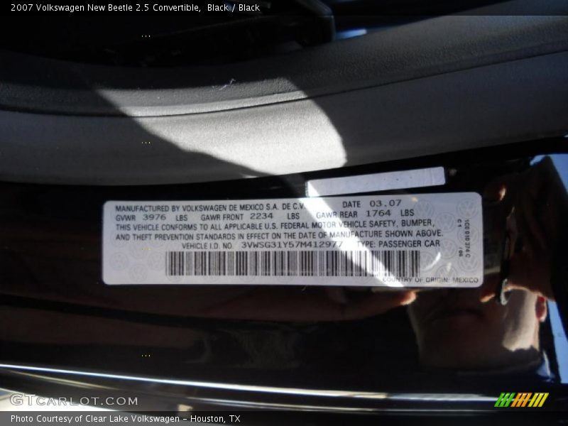 Black / Black 2007 Volkswagen New Beetle 2.5 Convertible