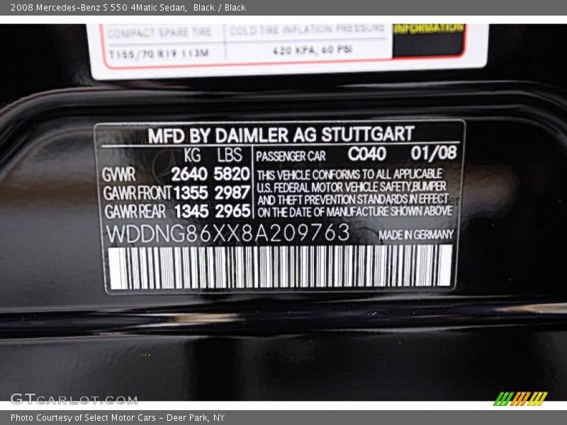 Black / Black 2008 Mercedes-Benz S 550 4Matic Sedan