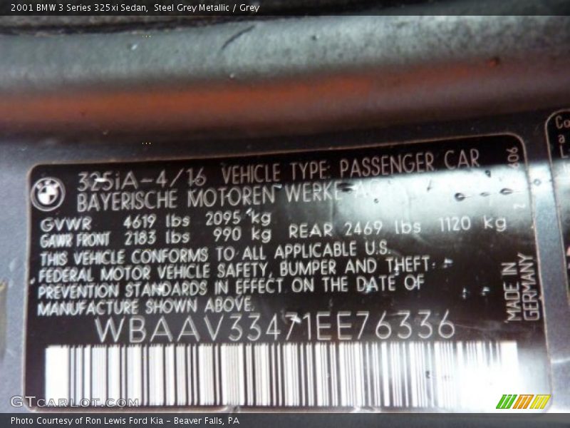 Steel Grey Metallic / Grey 2001 BMW 3 Series 325xi Sedan