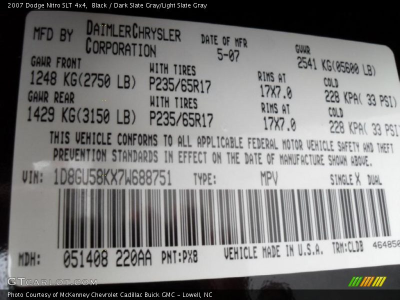 Black / Dark Slate Gray/Light Slate Gray 2007 Dodge Nitro SLT 4x4